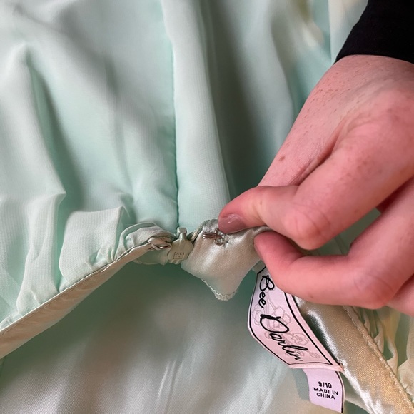 Mint Green and White Prom Dress - Picture 6 of 7